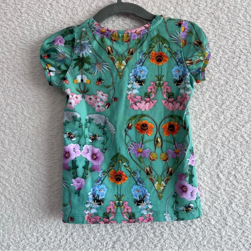 Molo Toddler Green Rimona‎ With Love Organic Cotton Short Sleeve T Shirt Size 2T